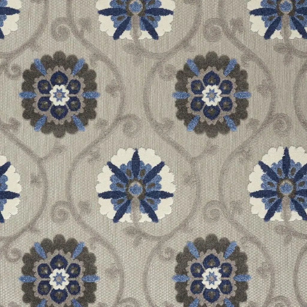 4' X 6' Blue And Gray Indoor Outdoor Area Rug - GreatEagleInc