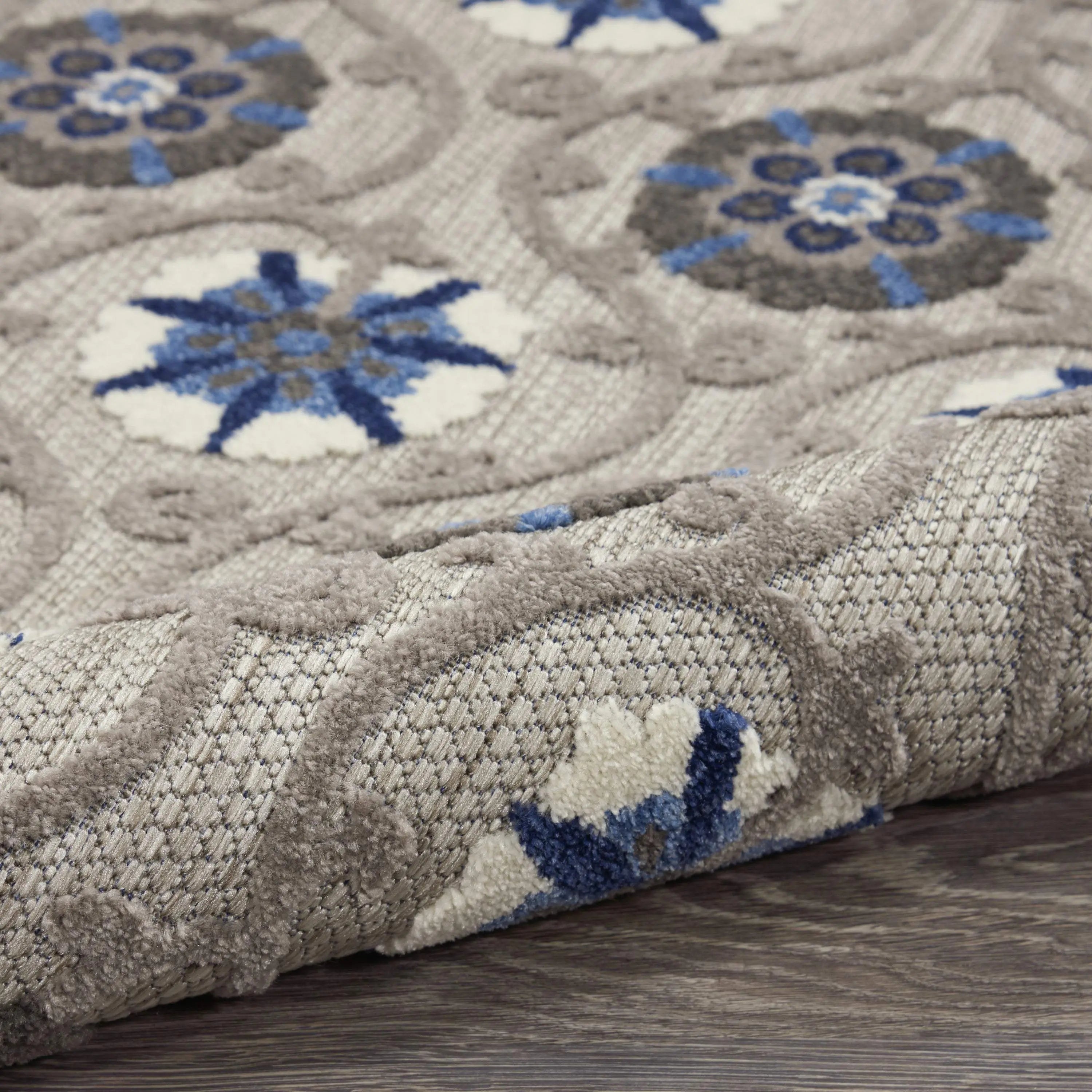 4' X 6' Blue And Gray Indoor Outdoor Area Rug - GreatEagleInc