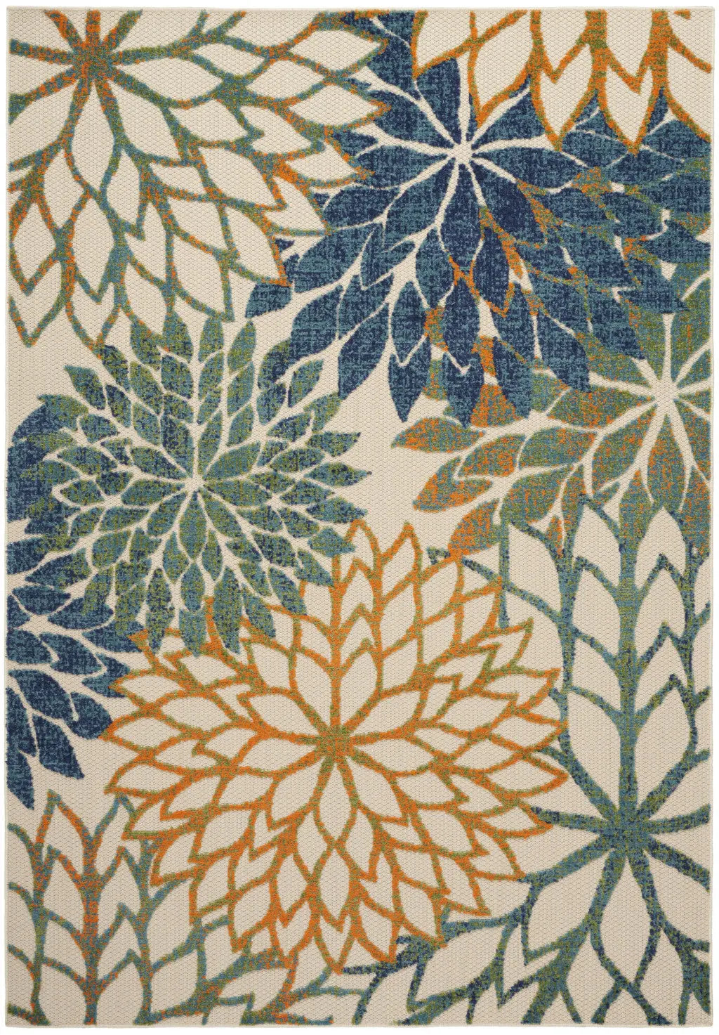 4' X 6' Blue And Green Floral Indoor Outdoor Area Rug Homeroots Outdoor
