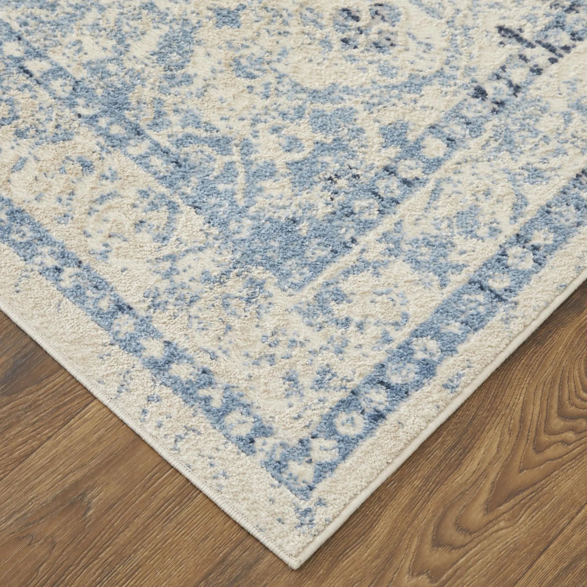 4' X 6' Blue And Ivory Geometric Area Rug Homeroots Home Decor