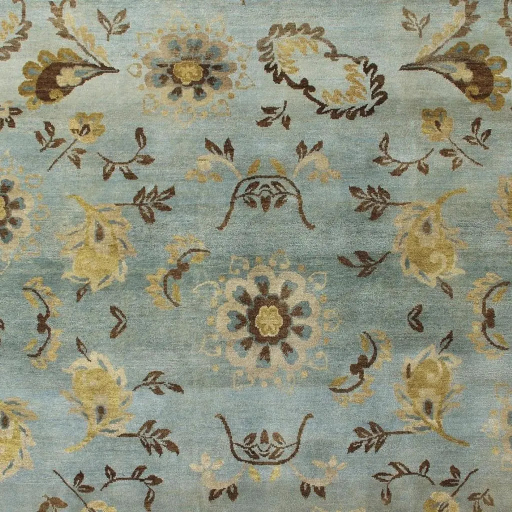 4' X 6' Blue Brown And Tan Wool Floral Hand Knotted Area Rug Homeroots Home Decor