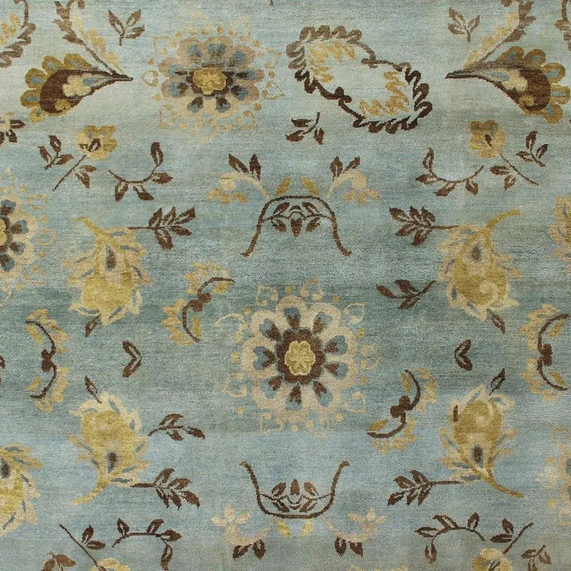 4' X 6' Blue Brown And Tan Wool Floral Hand Knotted Area Rug Homeroots Home Decor