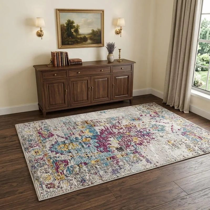 4' X 6' Blue Cream And Gold Oriental Area Rug Homeroots Home Decor