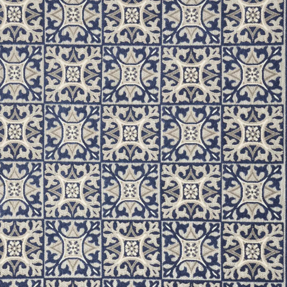 4' X 6' Blue Fleur De Lis Stain Resistant Non Skid Area Rug Homeroots Outdoor
