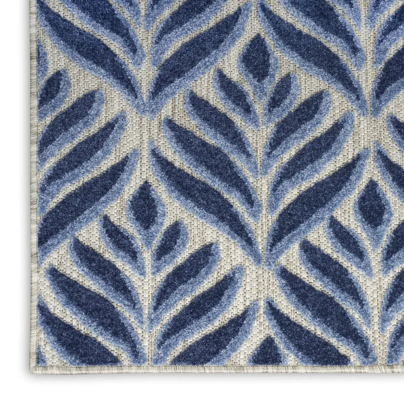 4' X 6' Blue Floral Stain Resistant Non Skid Area Rug Homeroots Outdoor