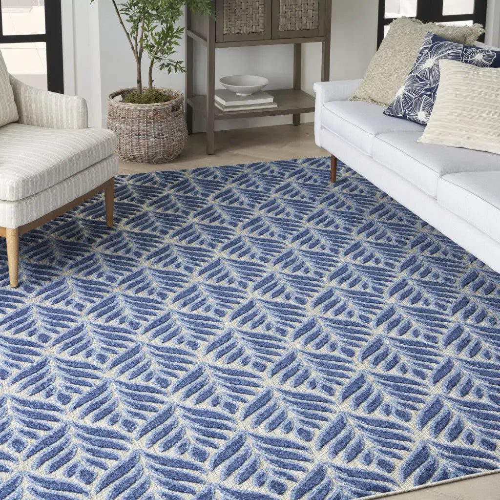 4' X 6' Blue Floral Stain Resistant Non Skid Area Rug Homeroots Outdoor