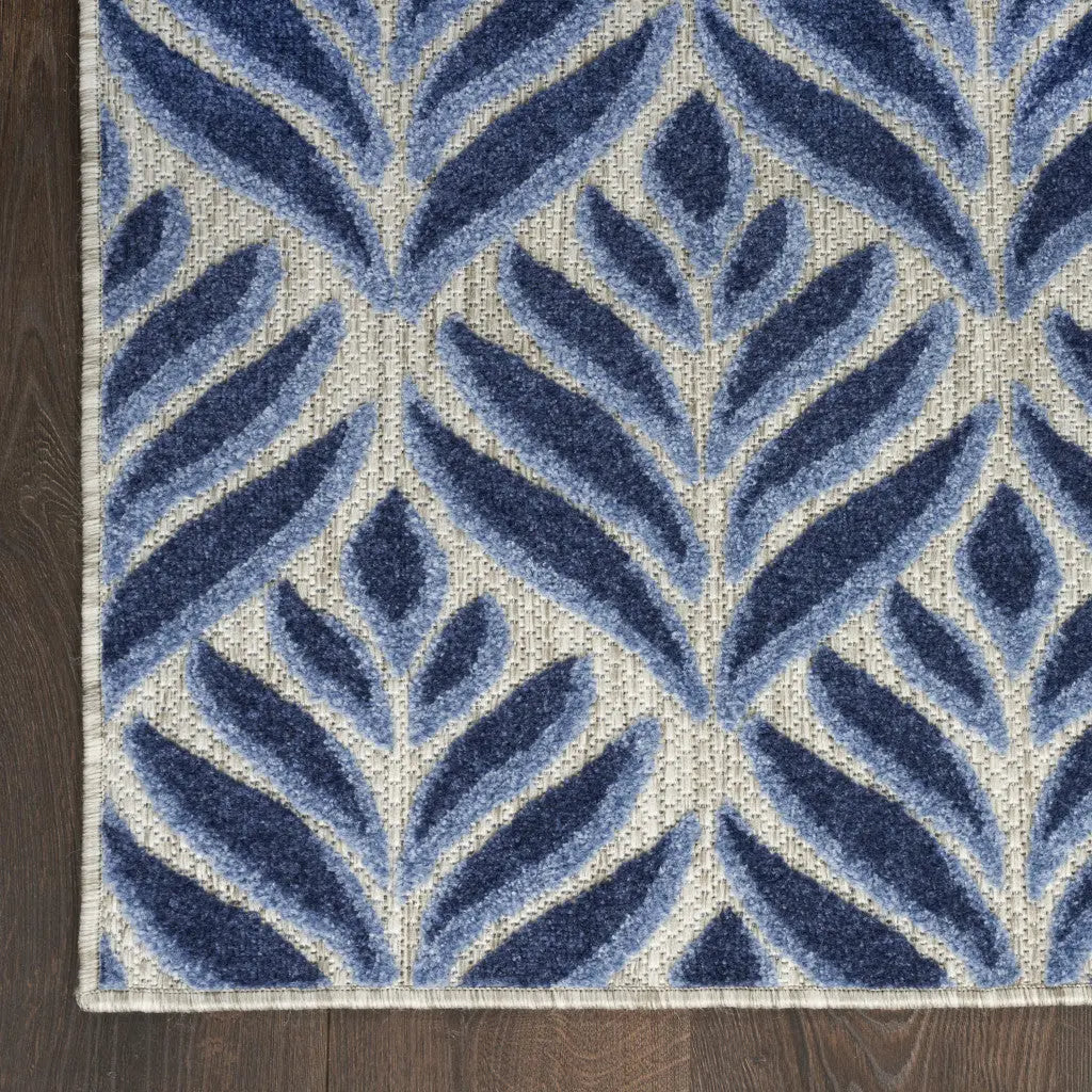 4' X 6' Blue Floral Stain Resistant Non Skid Area Rug Homeroots Outdoor