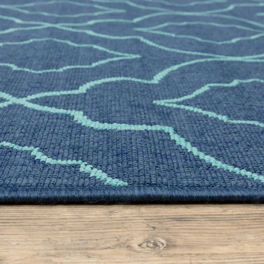 4' X 6' Blue Geometric Stain Resistant Indoor Outdoor Area Rug Homeroots Outdoor