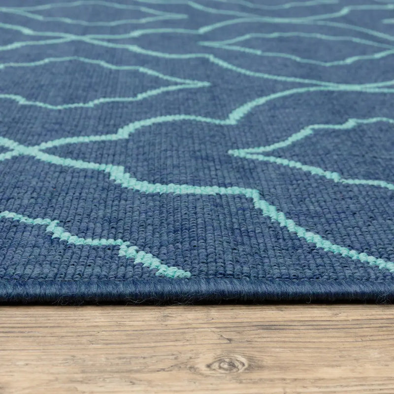 4' X 6' Blue Geometric Stain Resistant Indoor Outdoor Area Rug Homeroots Outdoor