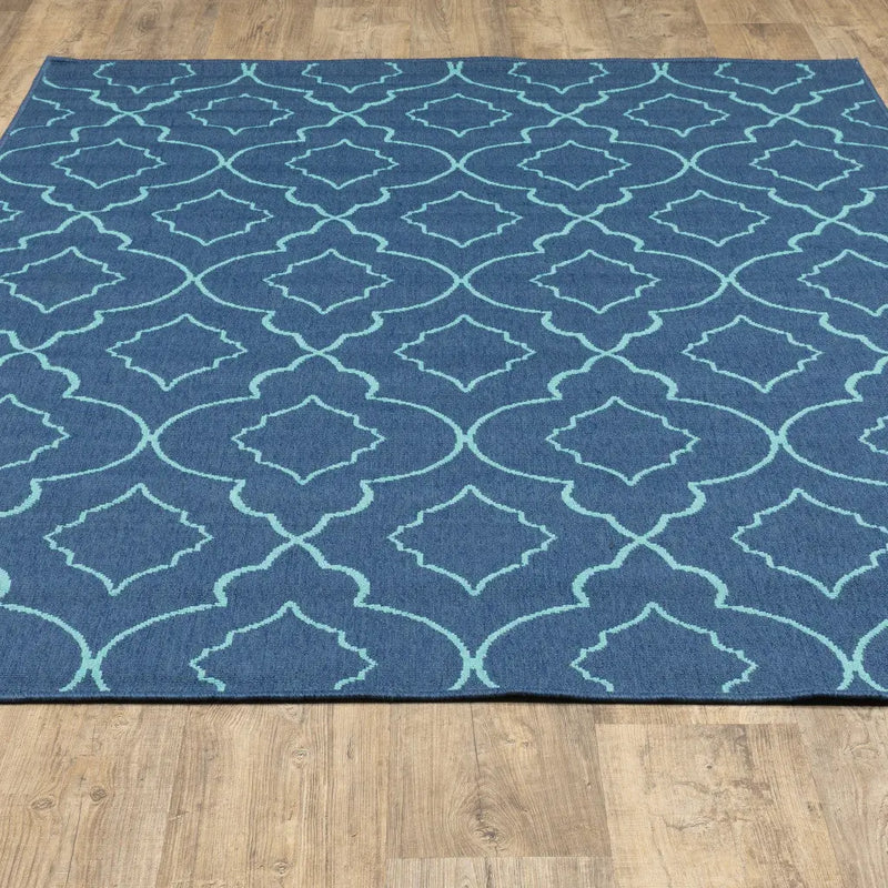 4' X 6' Blue Geometric Stain Resistant Indoor Outdoor Area Rug Homeroots Outdoor