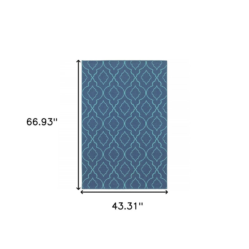 4' X 6' Blue Geometric Stain Resistant Indoor Outdoor Area Rug Homeroots Outdoor