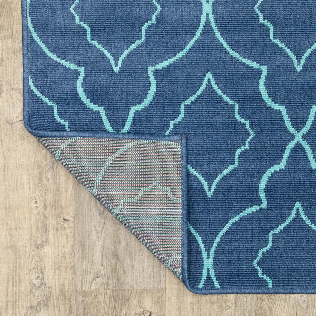 4' X 6' Blue Geometric Stain Resistant Indoor Outdoor Area Rug Homeroots Outdoor