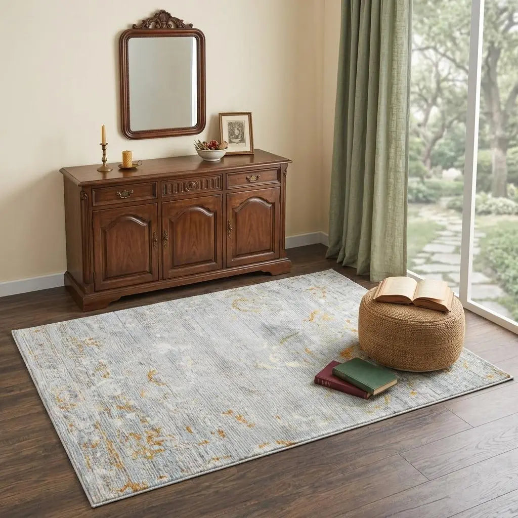 4' X 6' Blue Gray And Cream Oriental Area Rug Homeroots Home Decor