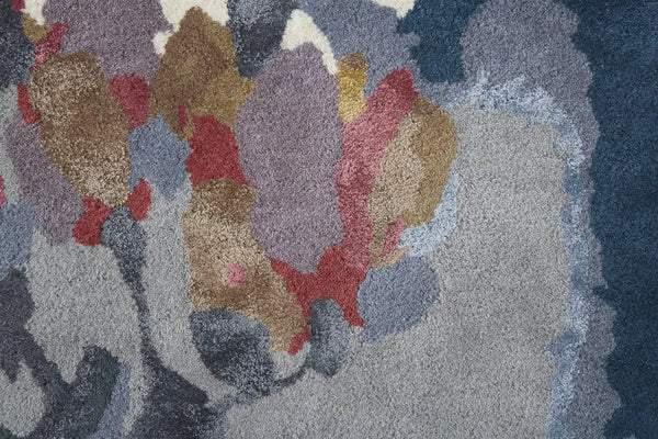 4' X 6' Blue Gray and Pink Wool Floral Hand Tufted Area Rug Homeroots Home Decor
