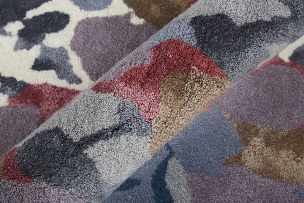 4' X 6' Blue Gray and Pink Wool Floral Hand Tufted Area Rug Homeroots Home Decor