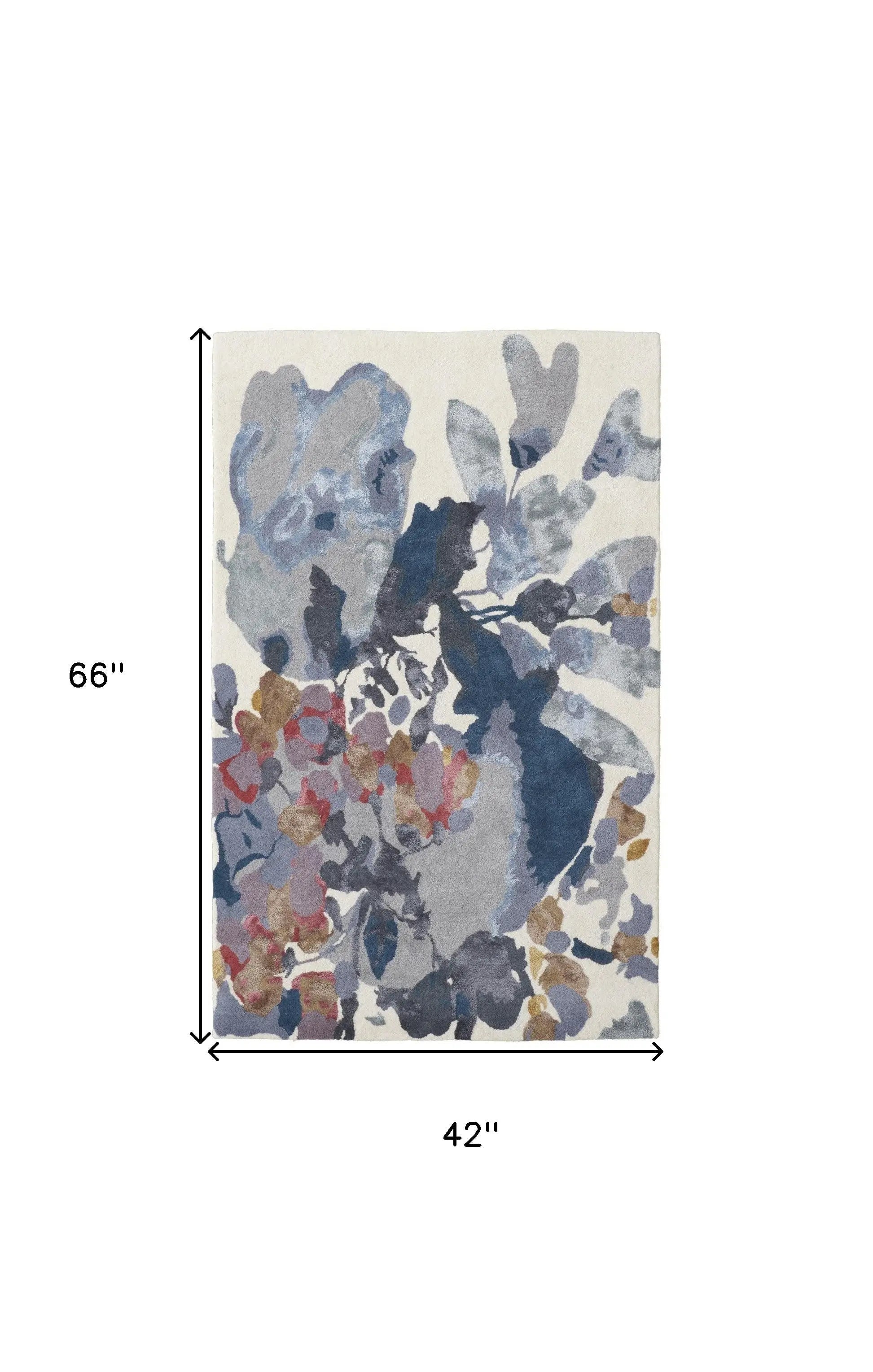 4' X 6' Blue Gray and Pink Wool Floral Hand Tufted Area Rug Homeroots Home Decor