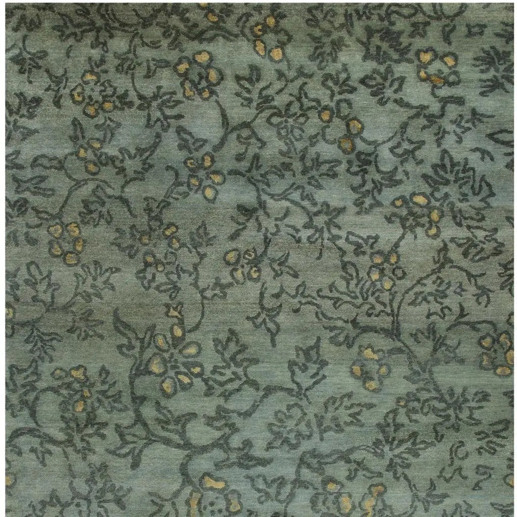 4' X 6' Blue Green And Gold Wool Floral Hand Knotted Area Rug Homeroots Home Decor