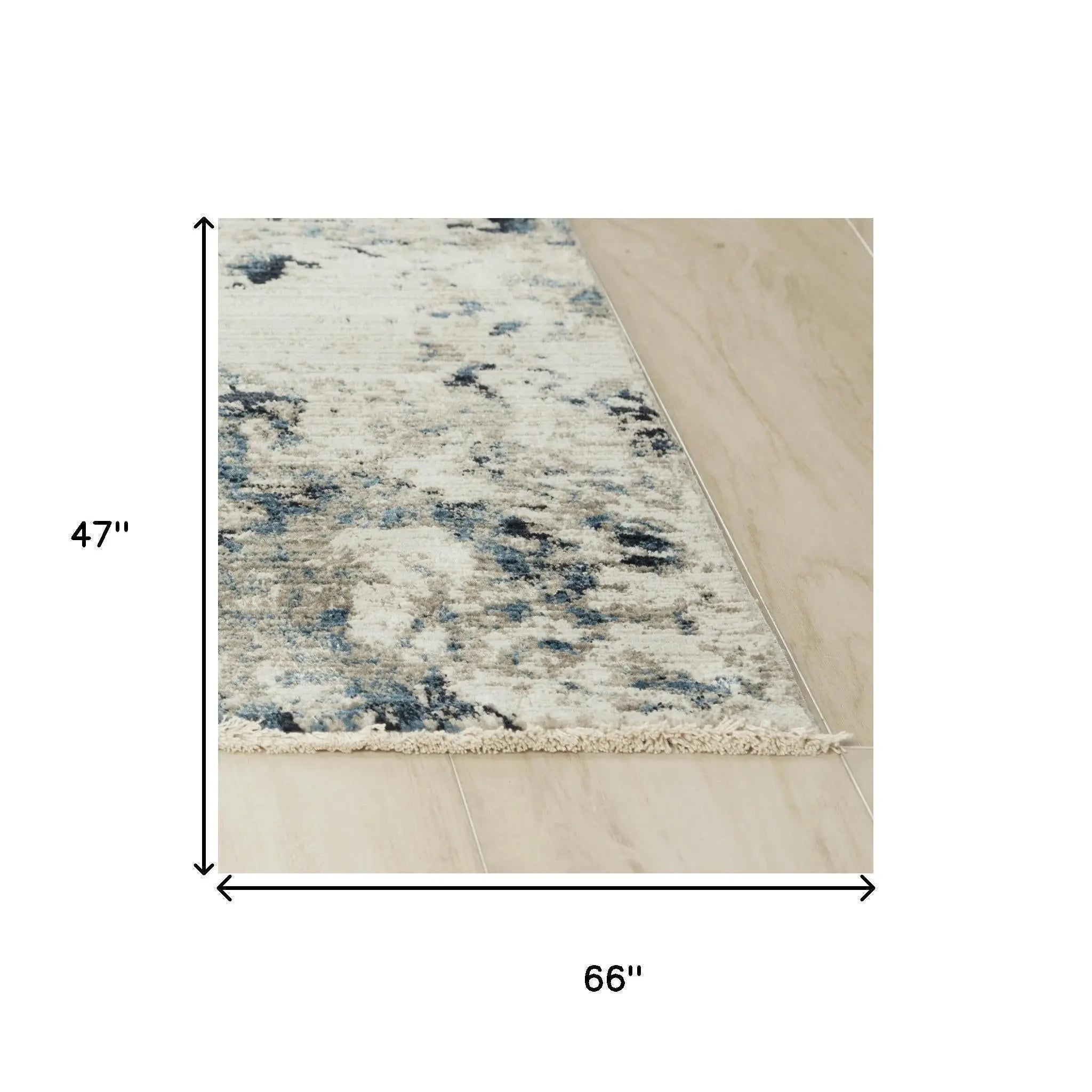 4' X 6' Blue Ivory And Beige Abstract Area Rug Homeroots Home Decor