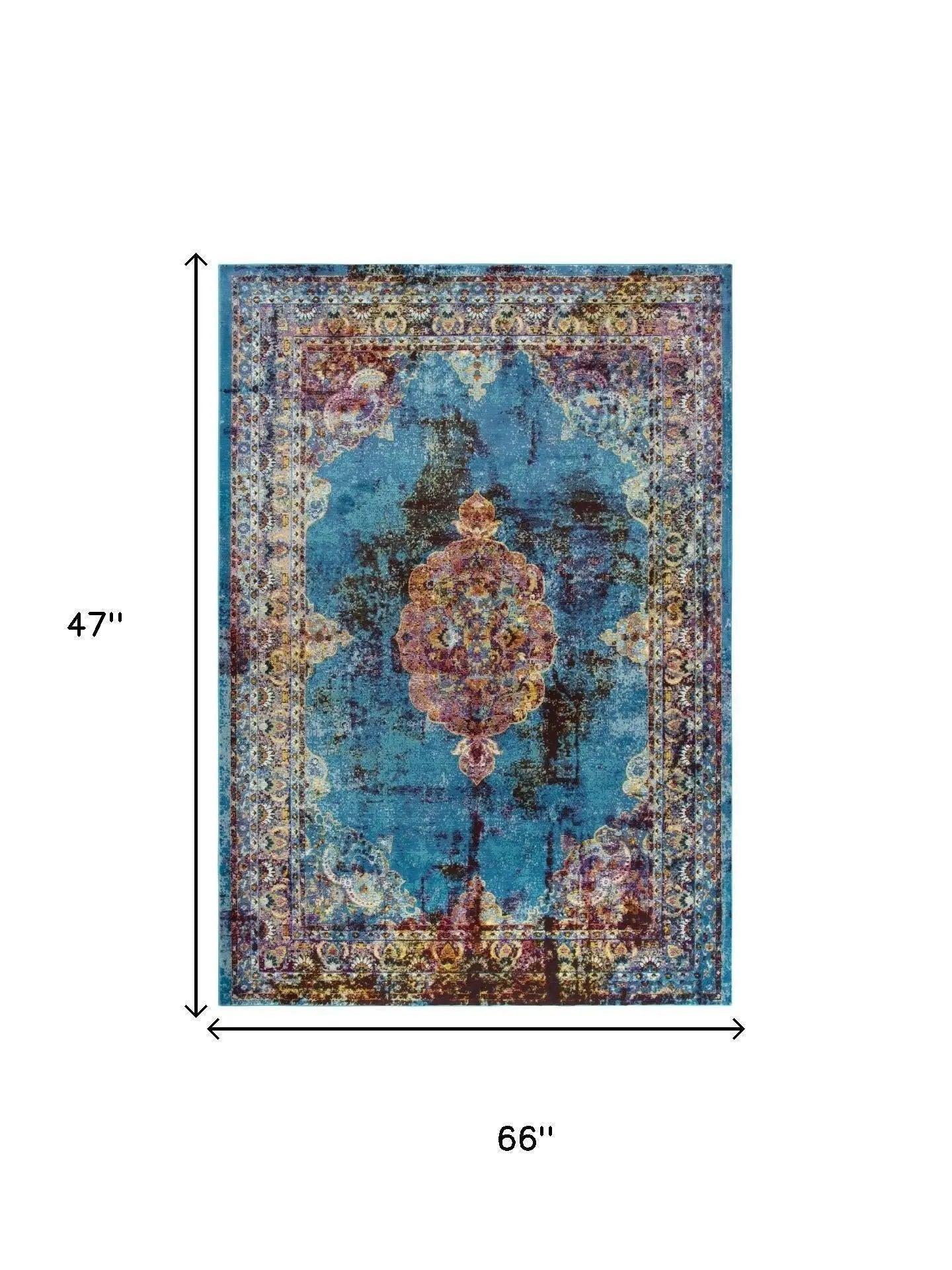 4' X 6' Blue Rust Gold And Cream Oriental Area Rug Homeroots Home Decor