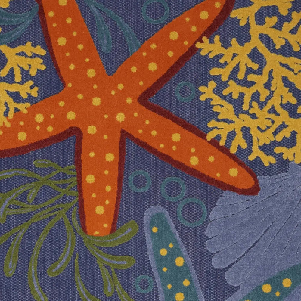 4' X 6' Blue Starfish Indoor Outdoor Area Rug Homeroots Outdoor