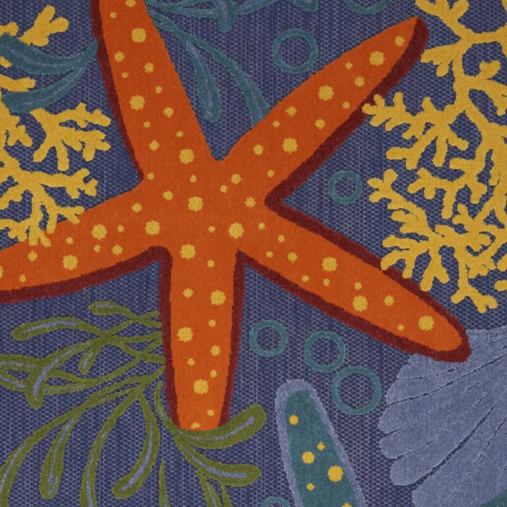4' X 6' Blue Starfish Indoor Outdoor Area Rug Homeroots Outdoor