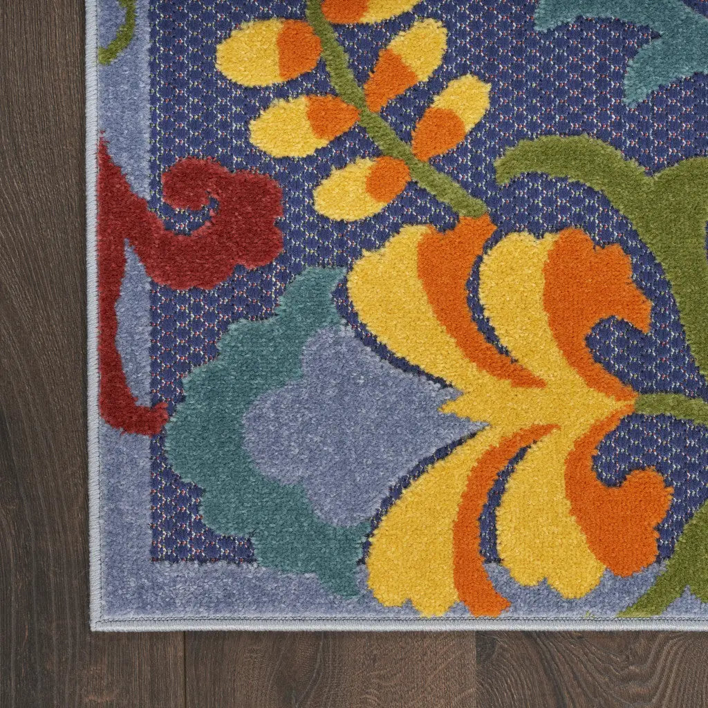 4' X 6' Blue Yellow And Green Indoor Outdoor Area Rug Homeroots Outdoor