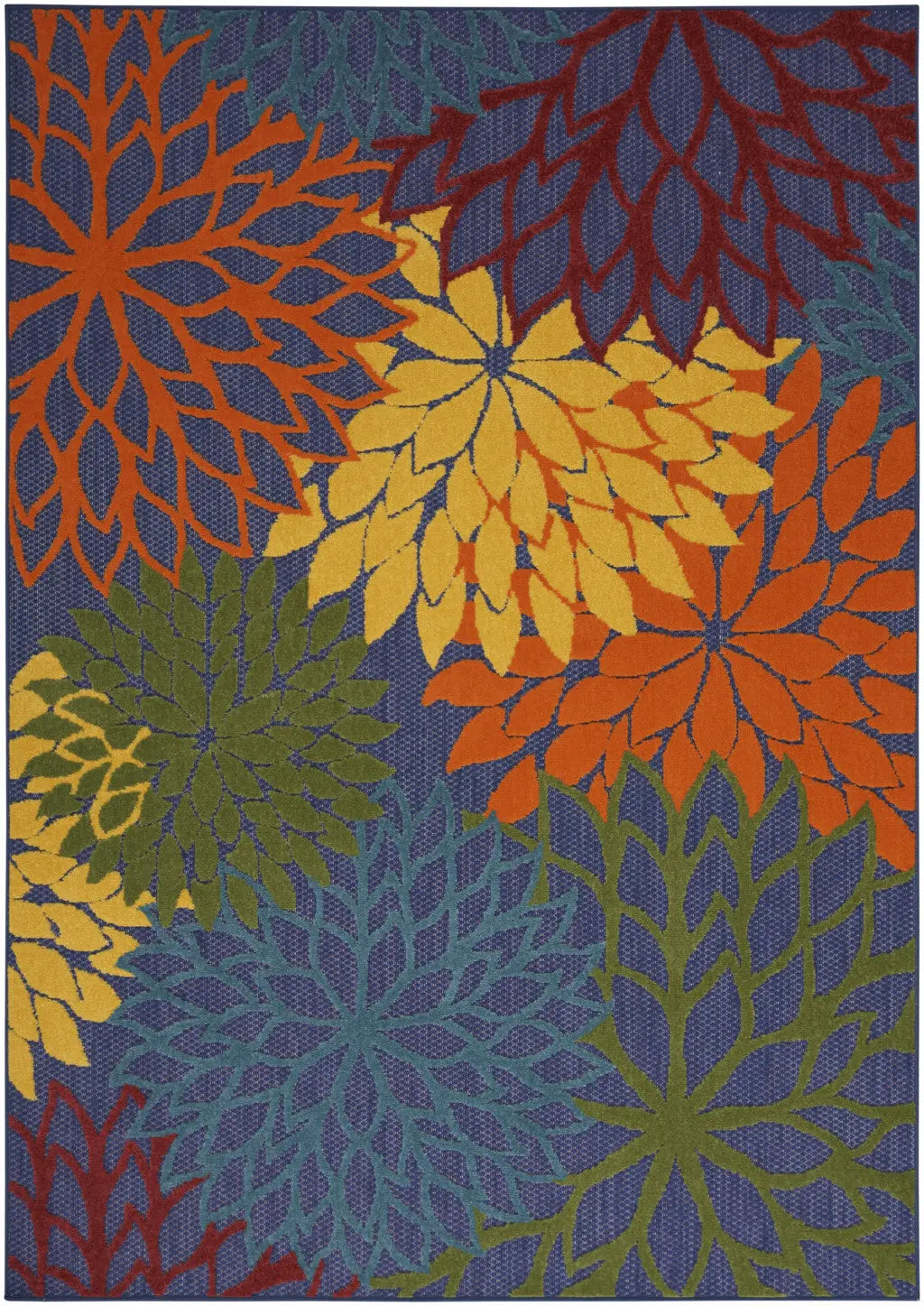 4' X 6' Blue Yellow and Green Indoor Outdoor Area Rug Homeroots Outdoor