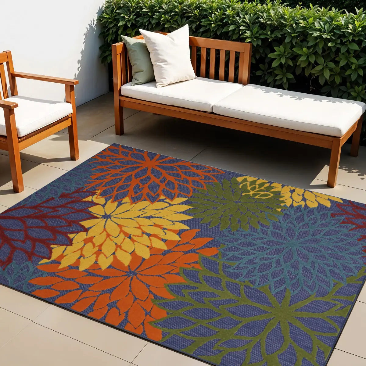 4' X 6' Blue Yellow and Green Indoor Outdoor Area Rug Homeroots Outdoor