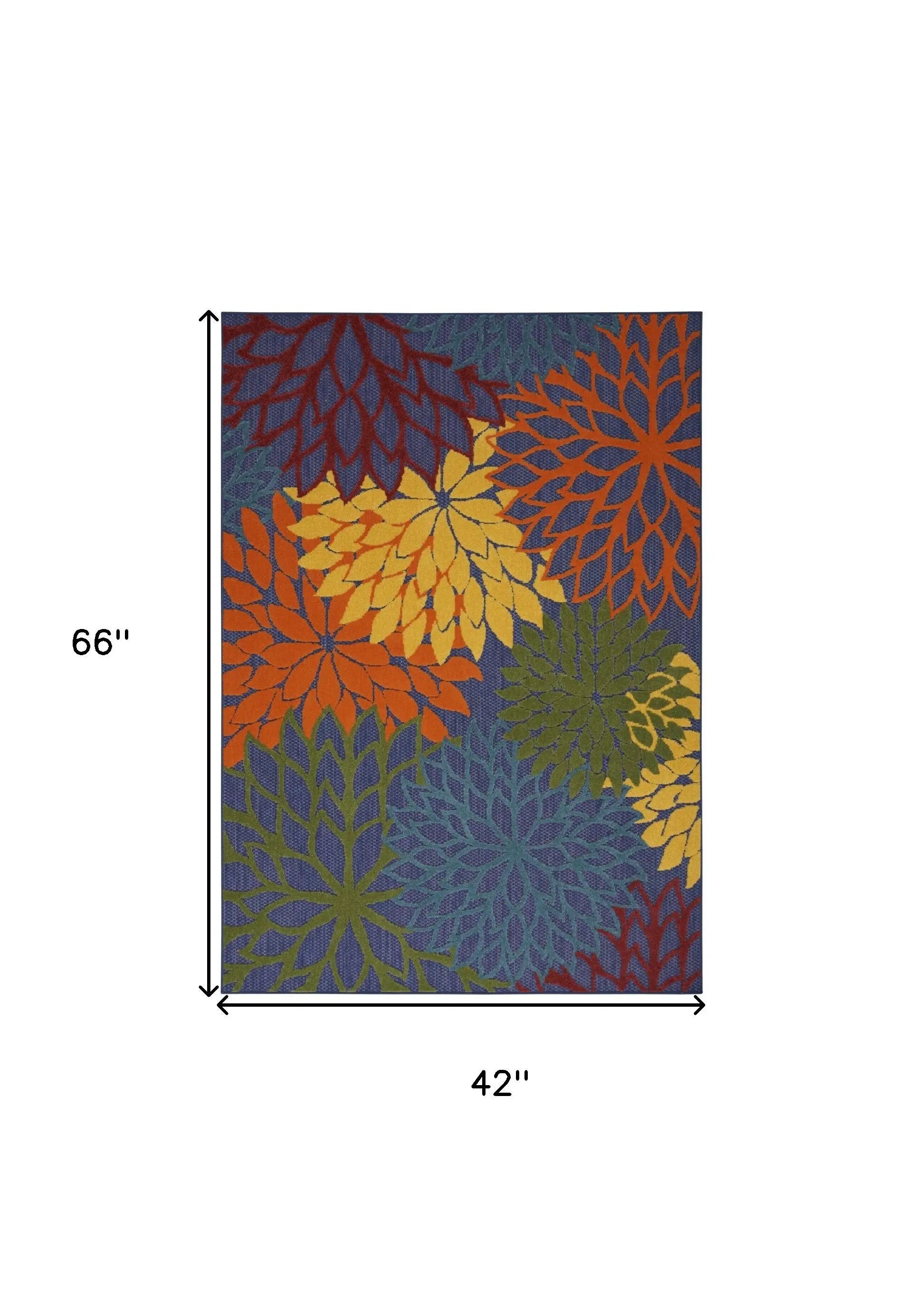 4' X 6' Blue Yellow and Green Indoor Outdoor Area Rug Homeroots Outdoor