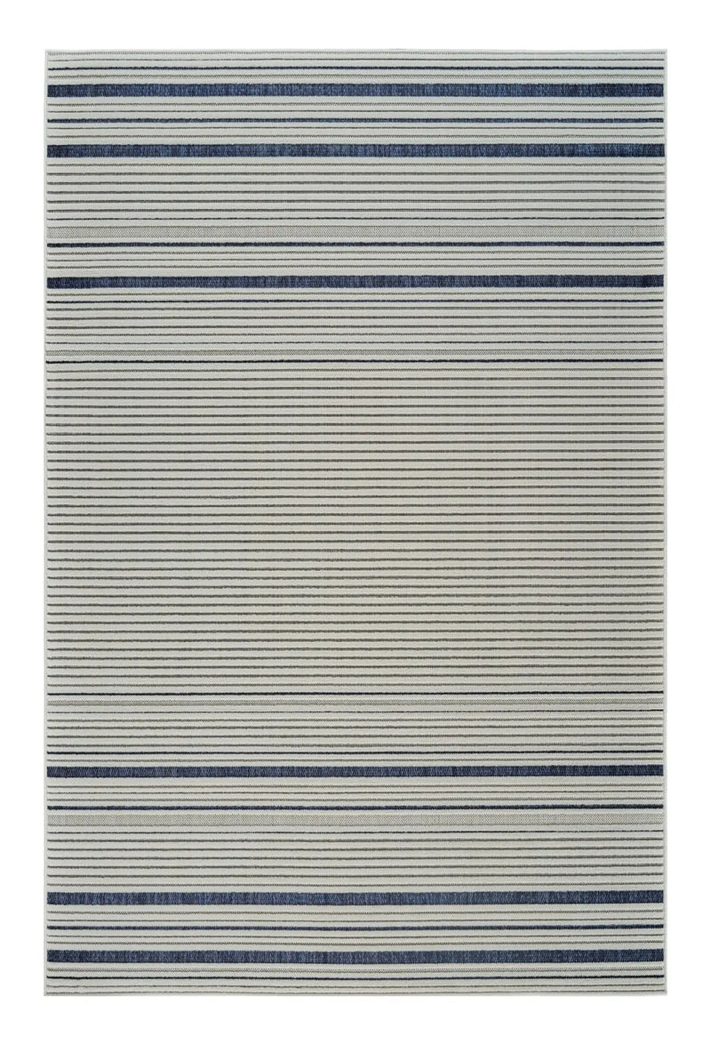 4' X 6' Blue and Cream Striped Distressed Indoor Outdoor Area Rug Homeroots Outdoor