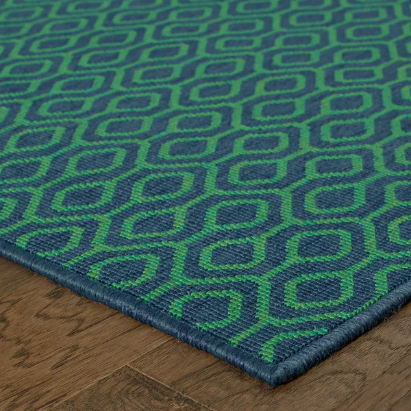 4' X 6' Blue and Green Geometric Stain Resistant Indoor Outdoor Area Rug Homeroots Outdoor