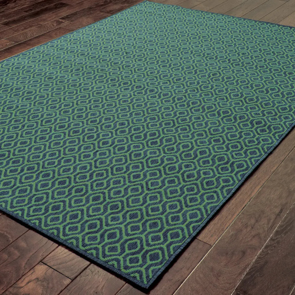 4' X 6' Blue and Green Geometric Stain Resistant Indoor Outdoor Area Rug Homeroots Outdoor