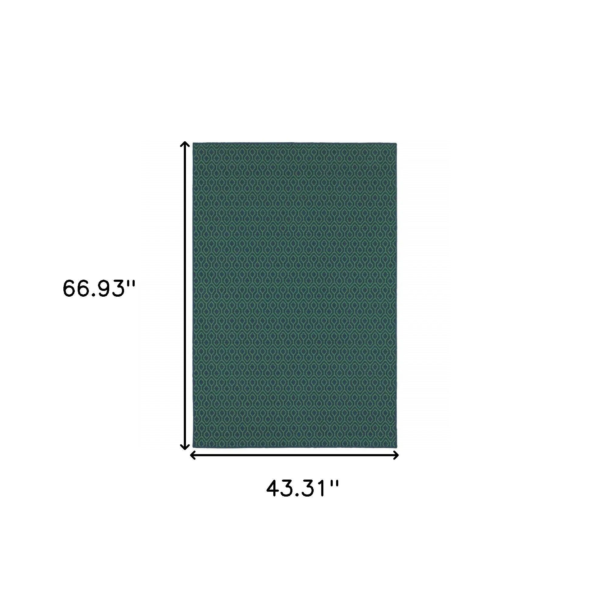 4' X 6' Blue and Green Geometric Stain Resistant Indoor Outdoor Area Rug Homeroots Outdoor