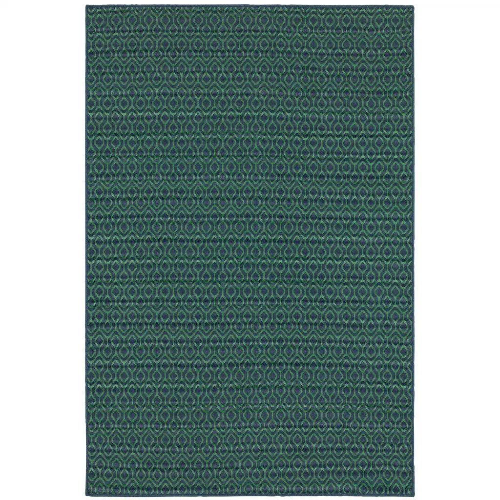 4' X 6' Blue and Green Geometric Stain Resistant Indoor Outdoor Area Rug Homeroots Outdoor