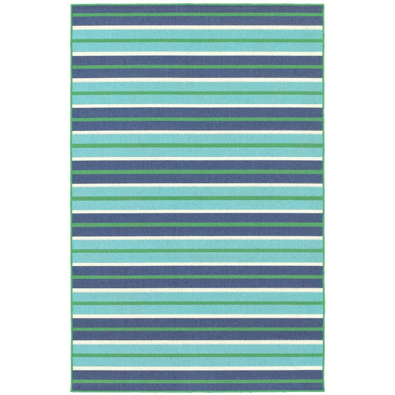 4' X 6' Blue and Green Geometric Stain Resistant Indoor Outdoor Area Rug Homeroots Outdoor