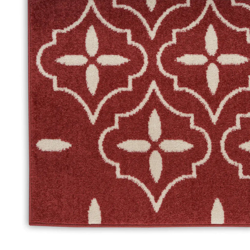 4' X 6' Brick Red And Ivory Geometric Indoor Outdoor Area Rug Homeroots Outdoor