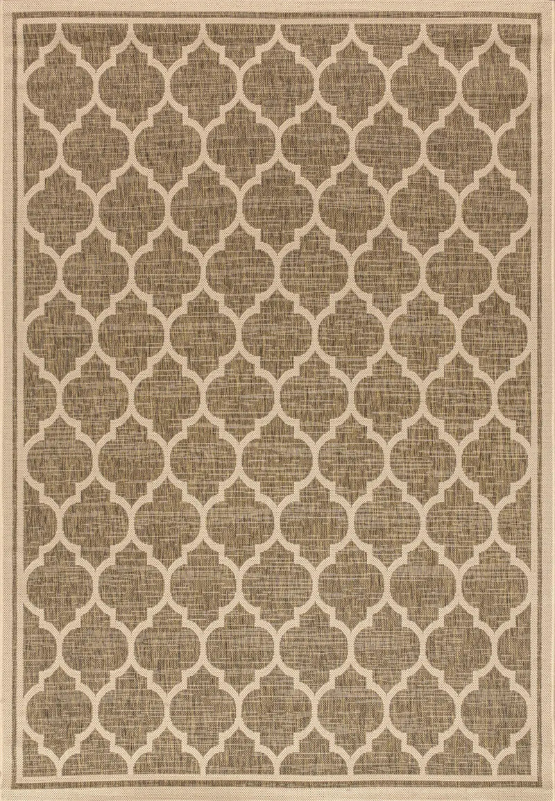 4' X 6' Brown And Beige Geometric Indoor Outdoor Area Rug Homeroots Outdoor
