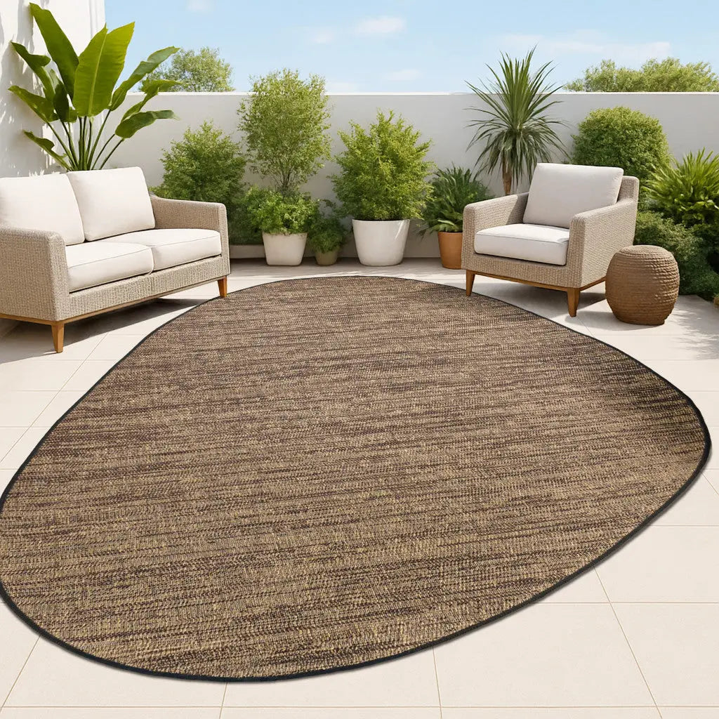 4' X 6' Brown And Black Medallion Indoor Outdoor Area Rug Homeroots Outdoor