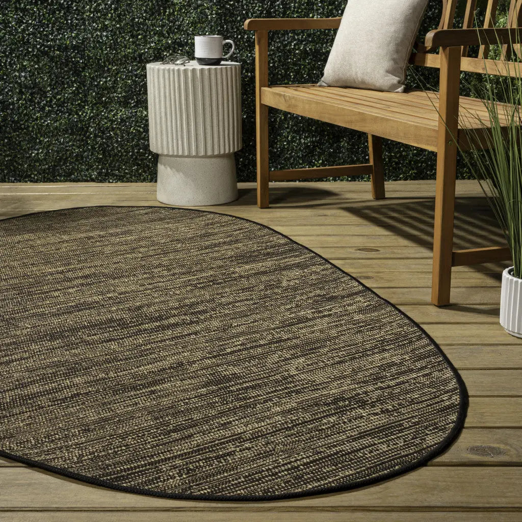 4' X 6' Brown And Black Medallion Indoor Outdoor Area Rug Homeroots Outdoor