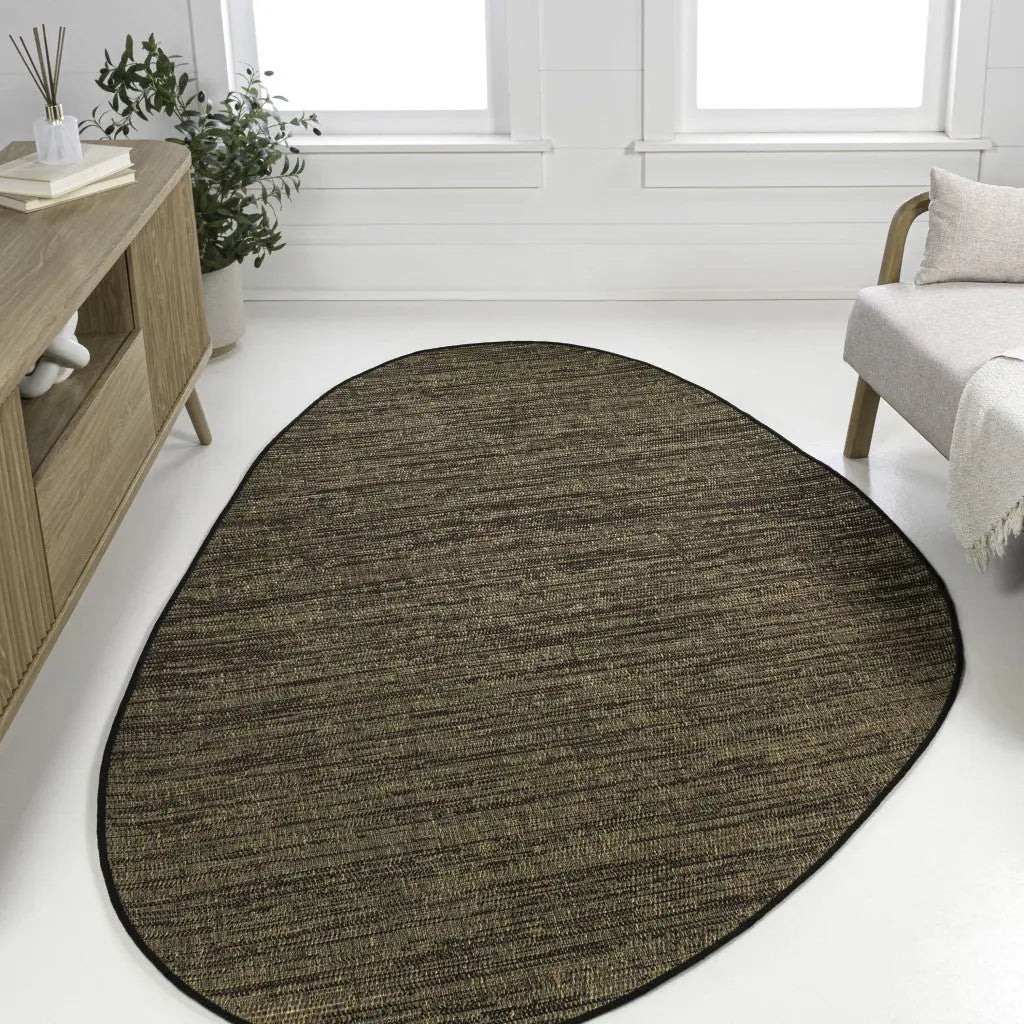 4' X 6' Brown And Black Medallion Indoor Outdoor Area Rug Homeroots Outdoor
