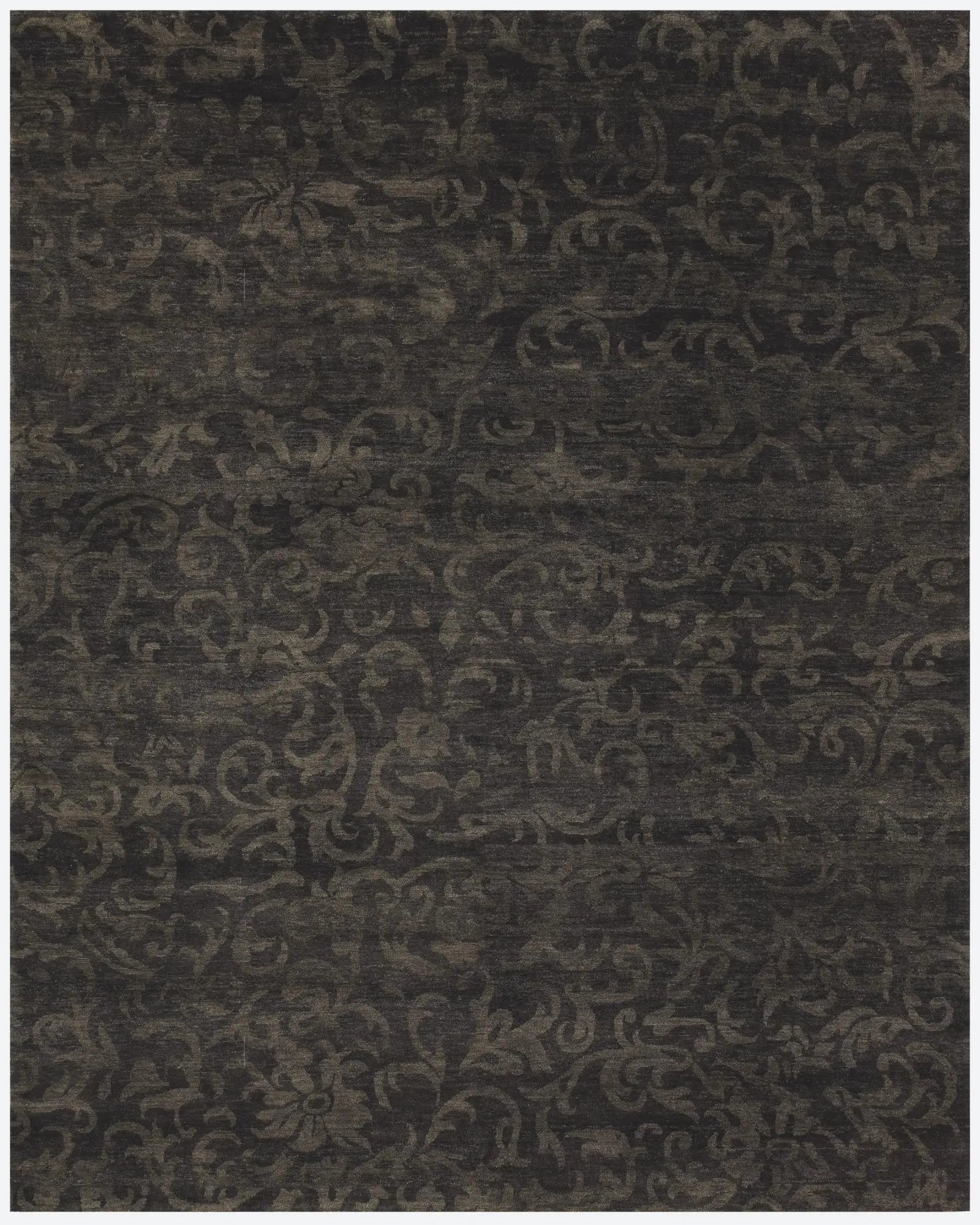 4' X 6' Brown And Black Wool Floral Hand Knotted Area Rug Homeroots Home Decor