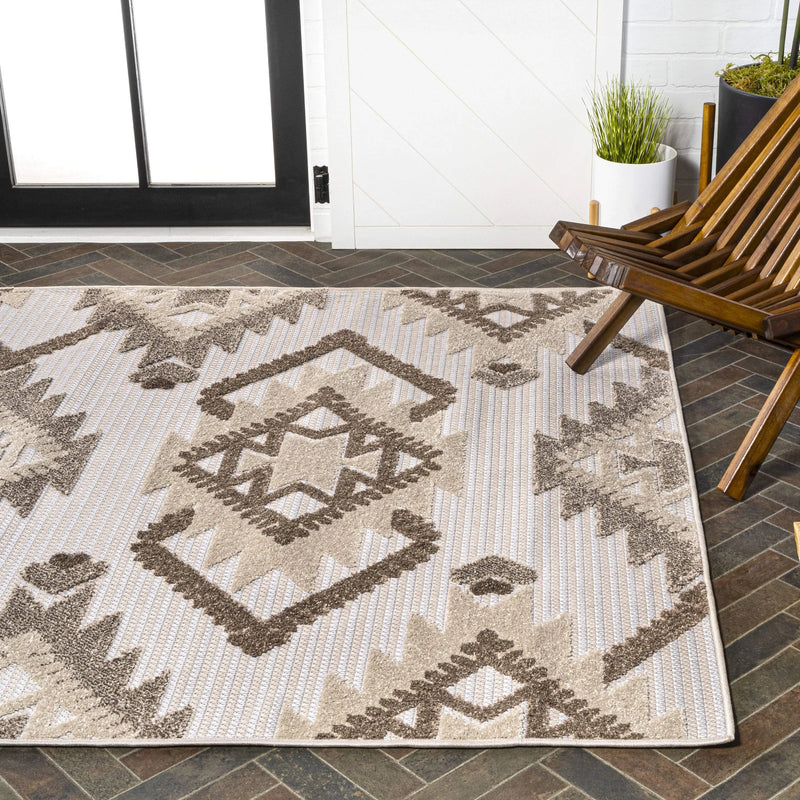 4' X 6' Brown And Ivory Moroccan Indoor Outdoor Area Rug - GreatEagleInc