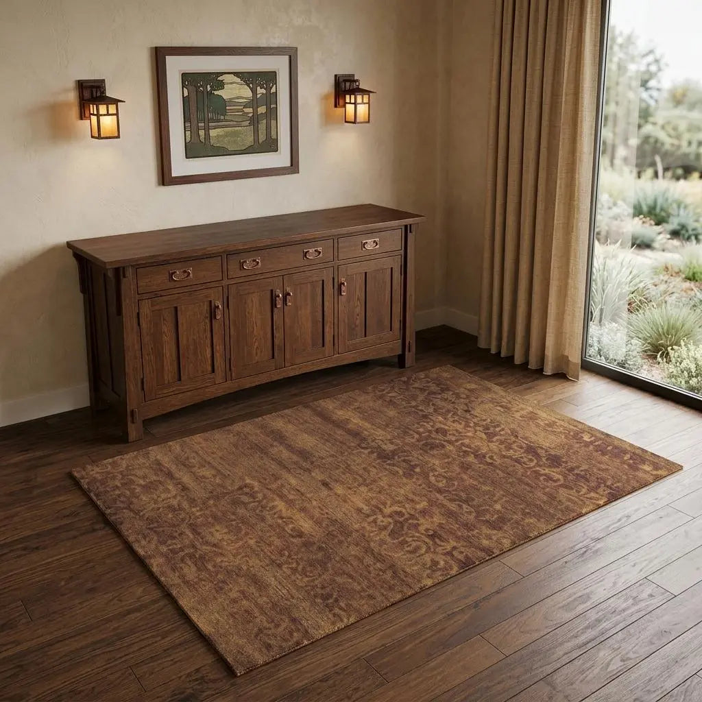 4' X 6' Brown And Red Wool Floral Hand Knotted Area Rug Homeroots Home Decor