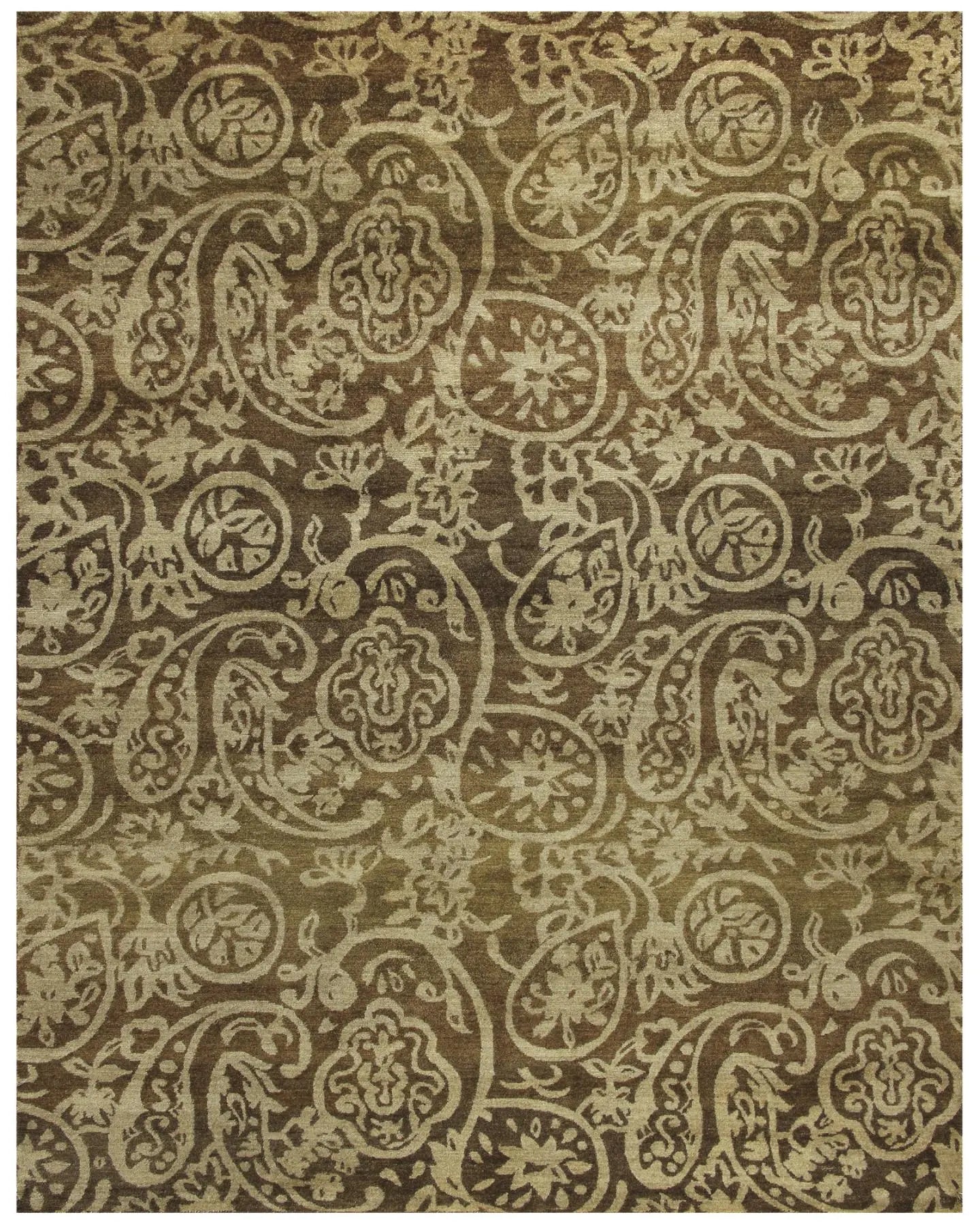 4' X 6' Brown And Tan Wool Paisley Hand Knotted Area Rug Homeroots Home Decor