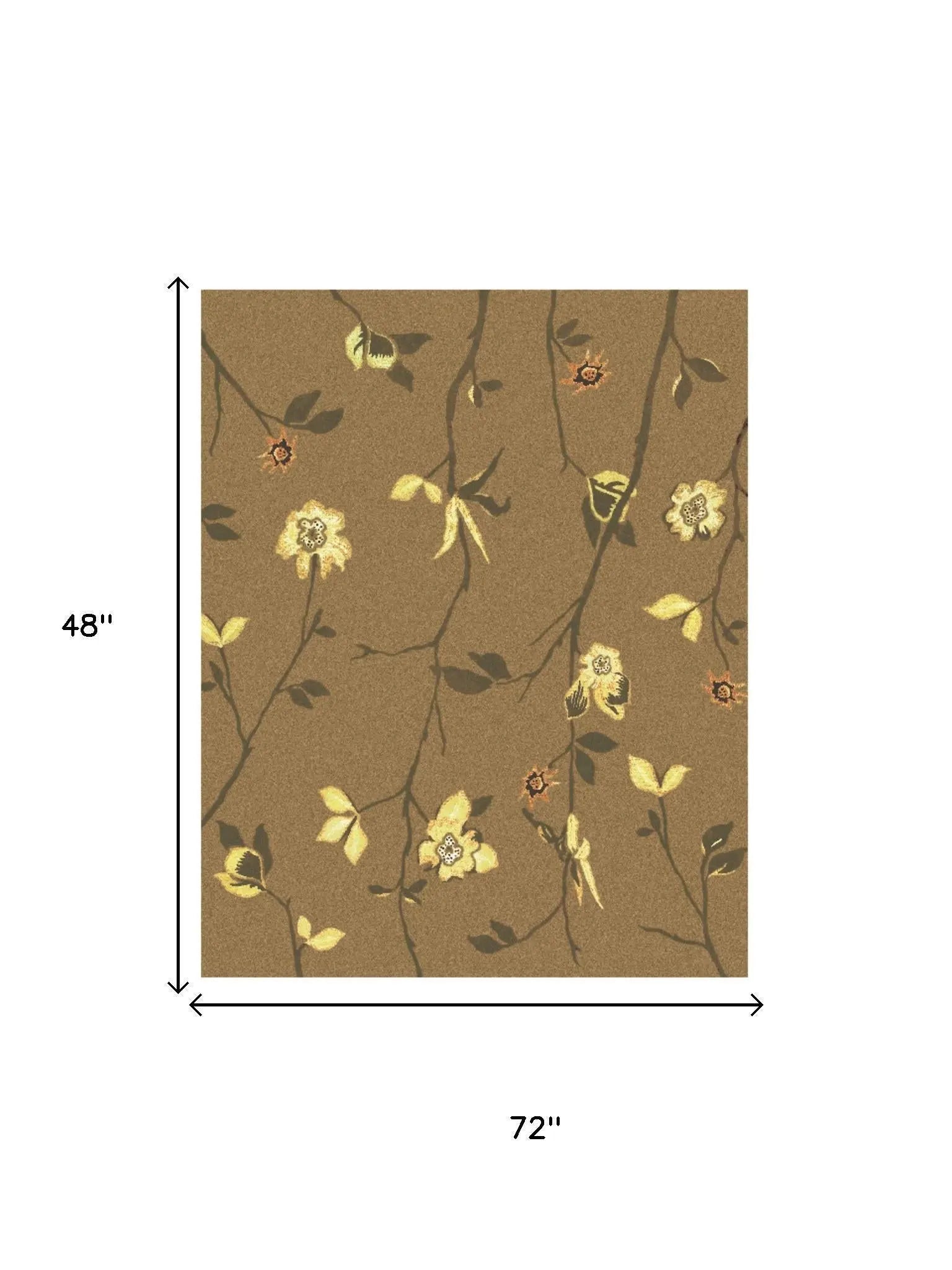 4' X 6' Brown And Yellow Wool Floral Hand Knotted Area Rug Homeroots Home Decor