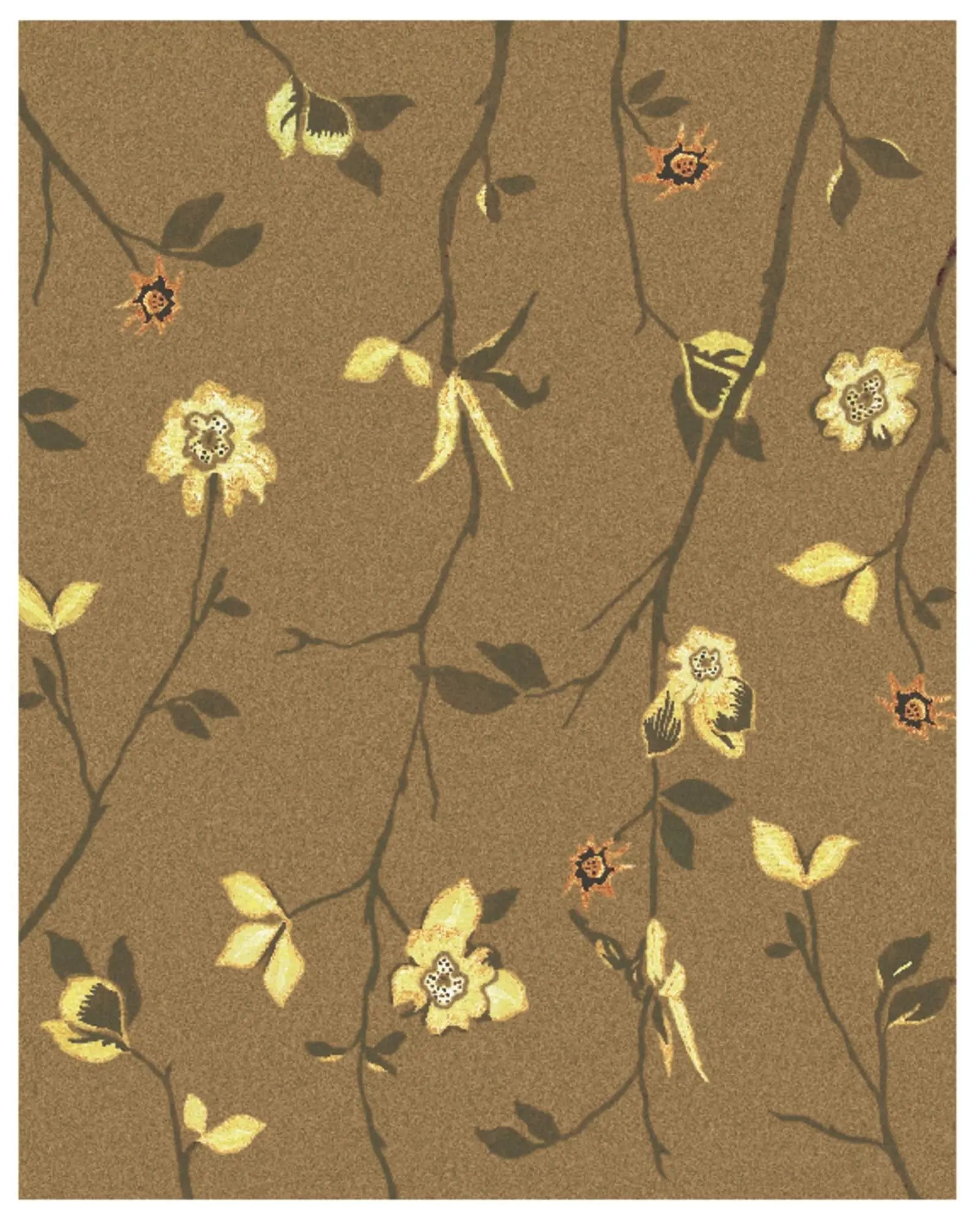 4' X 6' Brown And Yellow Wool Floral Hand Knotted Area Rug Homeroots Home Decor