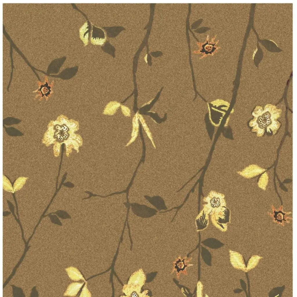 4' X 6' Brown And Yellow Wool Floral Hand Knotted Area Rug Homeroots Home Decor