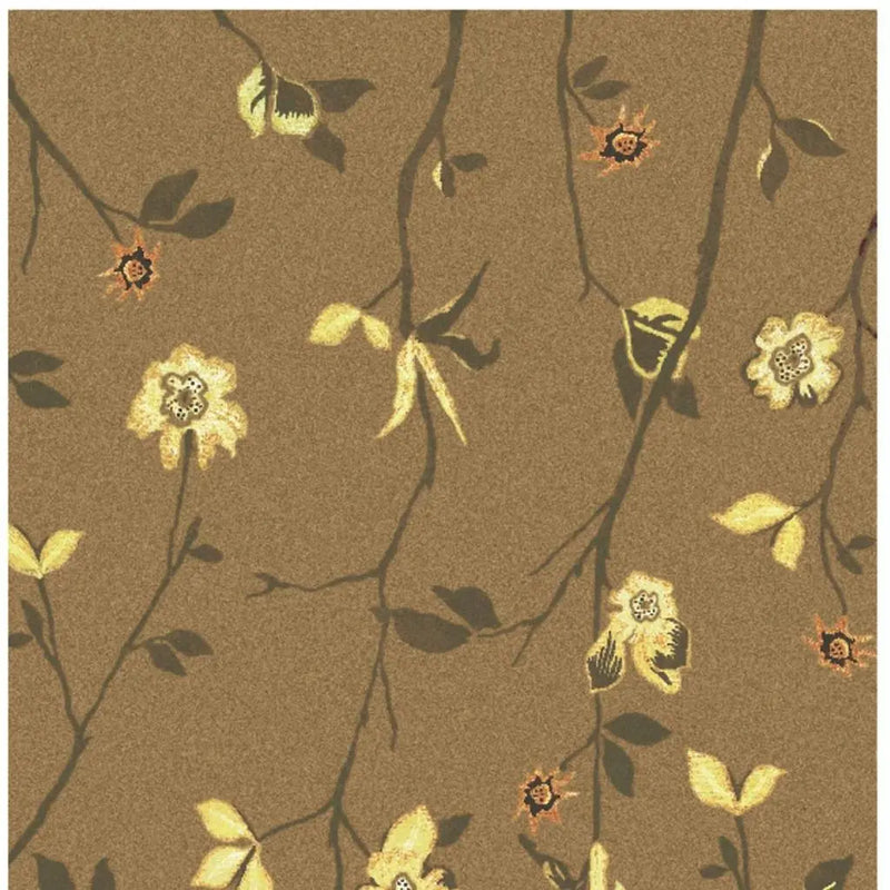 4' X 6' Brown And Yellow Wool Floral Hand Knotted Area Rug Homeroots Home Decor