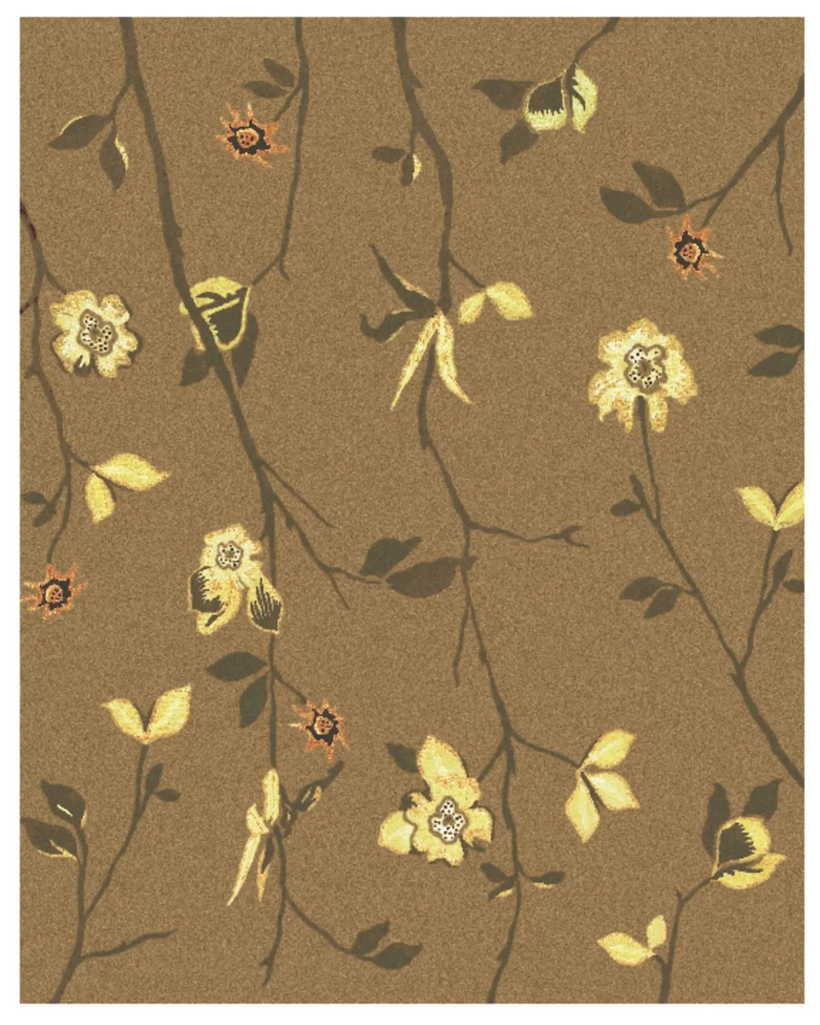 4' X 6' Brown And Yellow Wool Floral Hand Knotted Area Rug Homeroots Home Decor