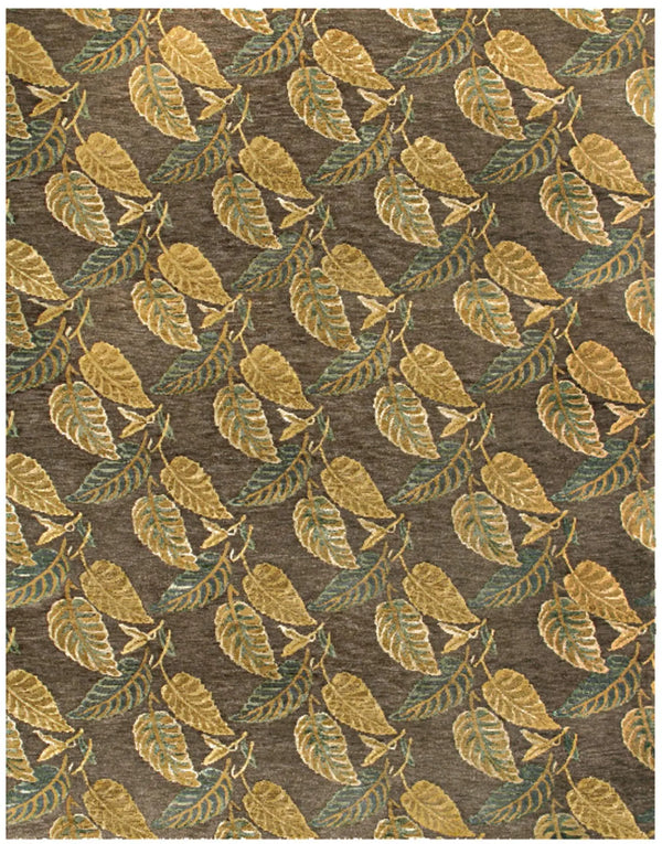 4' X 6' Brown Gold And Gray Floral Hand Knotted Area Rug Homeroots Home Decor